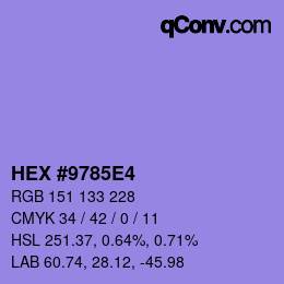 Code couleur: HEX #9785E4 | qconv.com