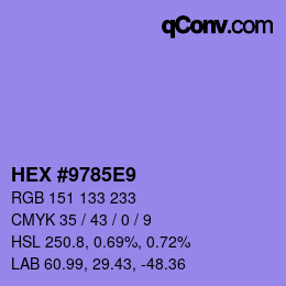 Farbcode: HEX #9785E9 | qconv.com