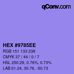 カラーコード: HEX #9785EE | qconv.com