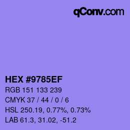 颜色代码: HEX #9785EF | qconv.com