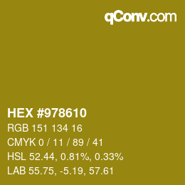 Color code: HEX #978610 | qconv.com