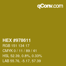 颜色代码: HEX #978611 | qconv.com