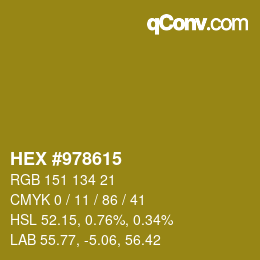 カラーコード: HEX #978615 | qconv.com