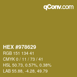 カラーコード: HEX #978629 | qconv.com