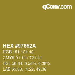 カラーコード: HEX #97862A | qconv.com