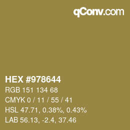 颜色代码: HEX #978644 | qconv.com