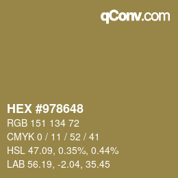 カラーコード: HEX #978648 | qconv.com