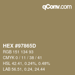 Color code: HEX #97865D | qconv.com