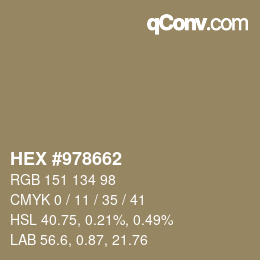 カラーコード: HEX #978662 | qconv.com