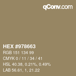 颜色代码: HEX #978663 | qconv.com