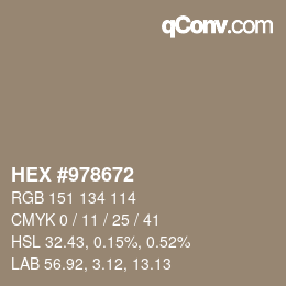 颜色代码: HEX #978672 | qconv.com