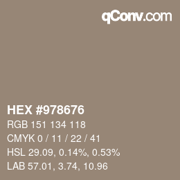 カラーコード: HEX #978676 | qconv.com