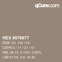 颜色代码: HEX #978677 | qconv.com