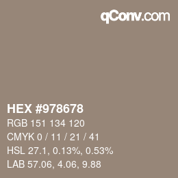 颜色代码: HEX #978678 | qconv.com