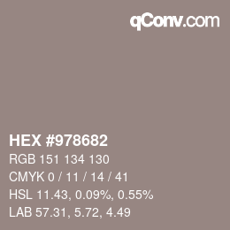 Color code: HEX #978682 | qconv.com