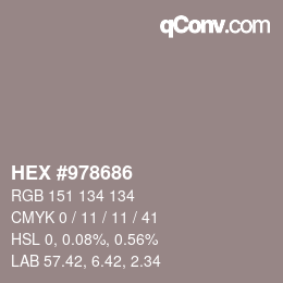 Color code: HEX #978686 | qconv.com