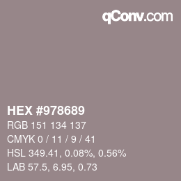 カラーコード: HEX #978689 | qconv.com