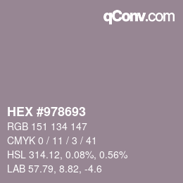 颜色代码: HEX #978693 | qconv.com