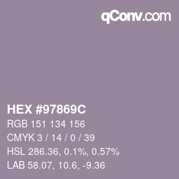 颜色代码: HEX #97869C | qconv.com