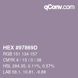 颜色代码: HEX #97869D | qconv.com