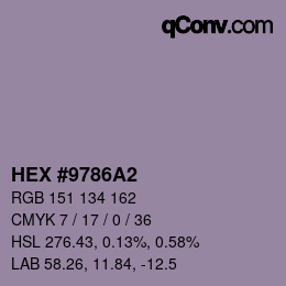 Color code: HEX #9786A2 | qconv.com