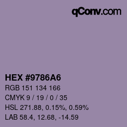 カラーコード: HEX #9786A6 | qconv.com