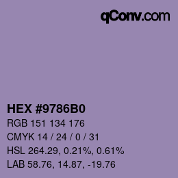 Farbcode: HEX #9786B0 | qconv.com
