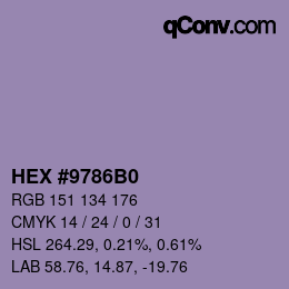 Color code: HEX #9786B0 | qconv.com