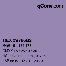 カラーコード: HEX #9786B2 | qconv.com