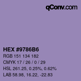Color code: HEX #9786B6 | qconv.com