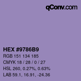 カラーコード: HEX #9786B9 | qconv.com