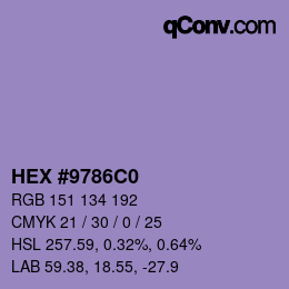 カラーコード: HEX #9786C0 | qconv.com