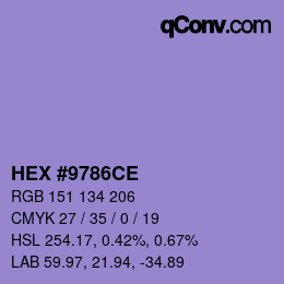 カラーコード: HEX #9786CE | qconv.com
