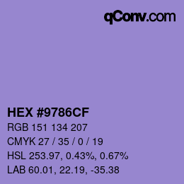 颜色代码: HEX #9786CF | qconv.com