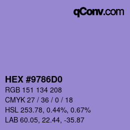 カラーコード: HEX #9786D0 | qconv.com