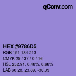 颜色代码: HEX #9786D5 | qconv.com
