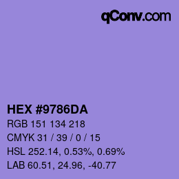 颜色代码: HEX #9786DA | qconv.com