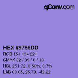 カラーコード: HEX #9786DD | qconv.com