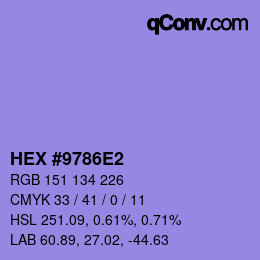 カラーコード: HEX #9786E2 | qconv.com