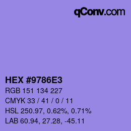 カラーコード: HEX #9786E3 | qconv.com