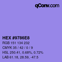 カラーコード: HEX #9786E8 | qconv.com