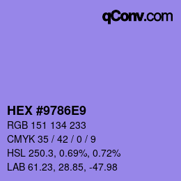 颜色代码: HEX #9786E9 | qconv.com