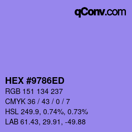 カラーコード: HEX #9786ED | qconv.com