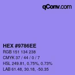 カラーコード: HEX #9786EE | qconv.com