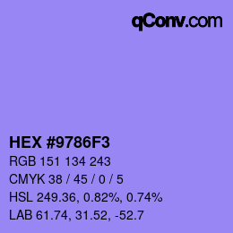 カラーコード: HEX #9786F3 | qconv.com