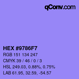 カラーコード: HEX #9786F7 | qconv.com