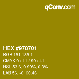 颜色代码: HEX #978701 | qconv.com