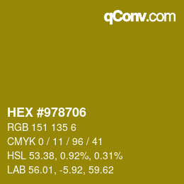 颜色代码: HEX #978706 | qconv.com