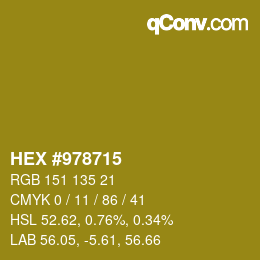 カラーコード: HEX #978715 | qconv.com