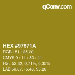 Color code: HEX #97871A | qconv.com